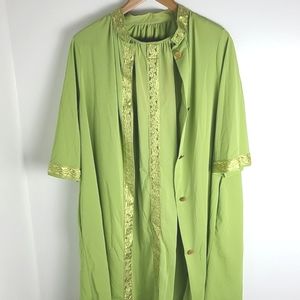 Vintage Green & Gold Peignoir Set